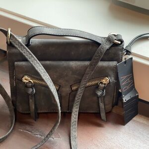 Violet Ray Crossbody Purse- Faux Suede- Gray- New with Tags
